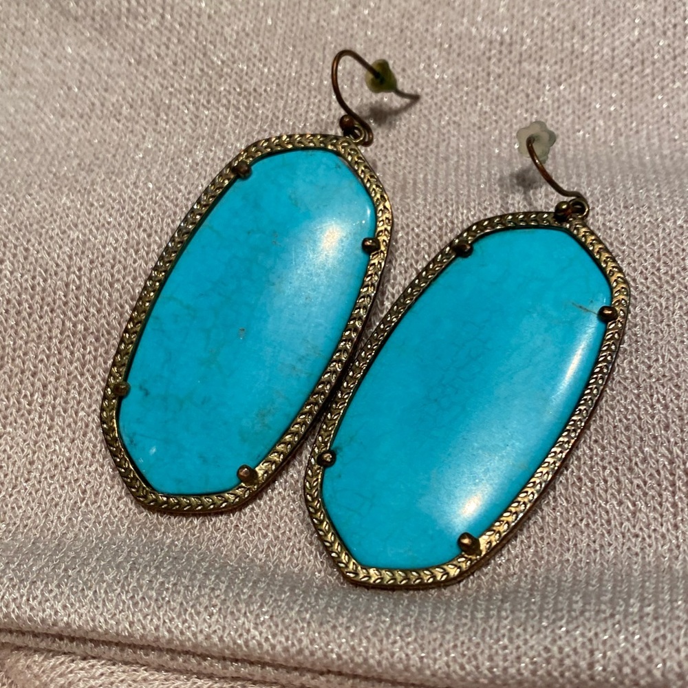 Kendra Scott “Danielle” Gold Drop Earrings with Turquoise